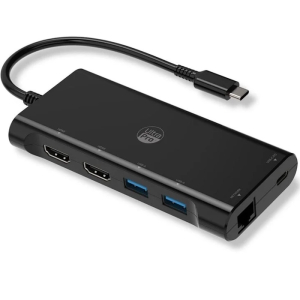 USB-хаб UltraPro Elite USB-C Multiport Hub 1x100W USB Type-C PD-IN, 2xUSB 3.0 (5 Gbps), 2x4K HDMI (30Hz), Ethernet port (10/100/1000 Mbps), 60W PD-Out, Black