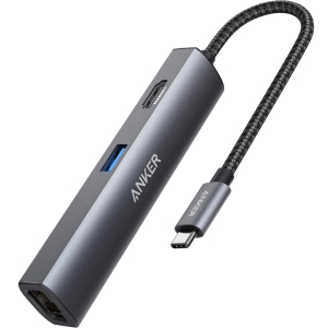 USB-хаб Anker PowerExpand+ 5-in-1 USB-C Hub A83380A3 3xUSB 3.0 (5 Gbps), 4K HDMI (30Hz), Ethernet port (10/100/1000 Mbps), Gray+Case