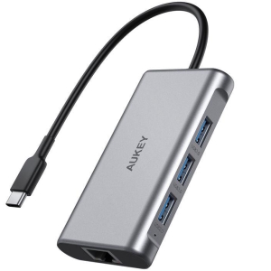 USB-хаб Aukey 8-in-1 USB-C Hub CB-C91 1x100W USB Type-C PD-IN, 3xUSB 3.0 (5 Gbps), 4K HDMI (30Hz), M...