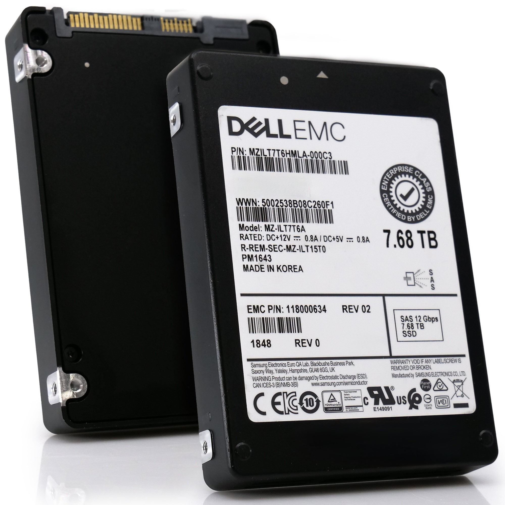 Твердотельный накопитель SSD 7.68TB Dell EMC MZ-ILT7T6A TLC SAS 12Gb/s, (Refurbished)