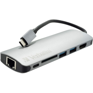 USB-хаб Verbatim 6-in-1 USB-C Hub VUC-2061D 2xUSB 3.0 (5 Gbps), 4K HDMI (30Hz), SD Card Reader, Ethe...