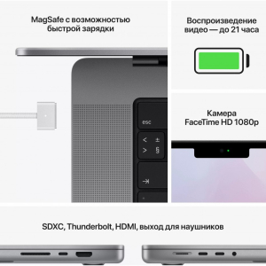 Apple MacBook Pro 14" FKGQ3LL/A Apple M1 Pro 10-Core, 16GB DDR5, 1TB SSD, Apple Video 16-Core, 14.2"...