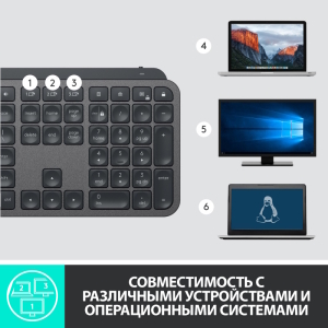 Клавиатура беспроводная Logitech MX Keys S, беспроводная Bluetooth, USB Type-C, подсветка, Graphite