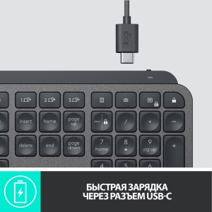 Клавиатура беспроводная Logitech MX Keys S, беспроводная Bluetooth, USB Type-C, подсветка, Graphite