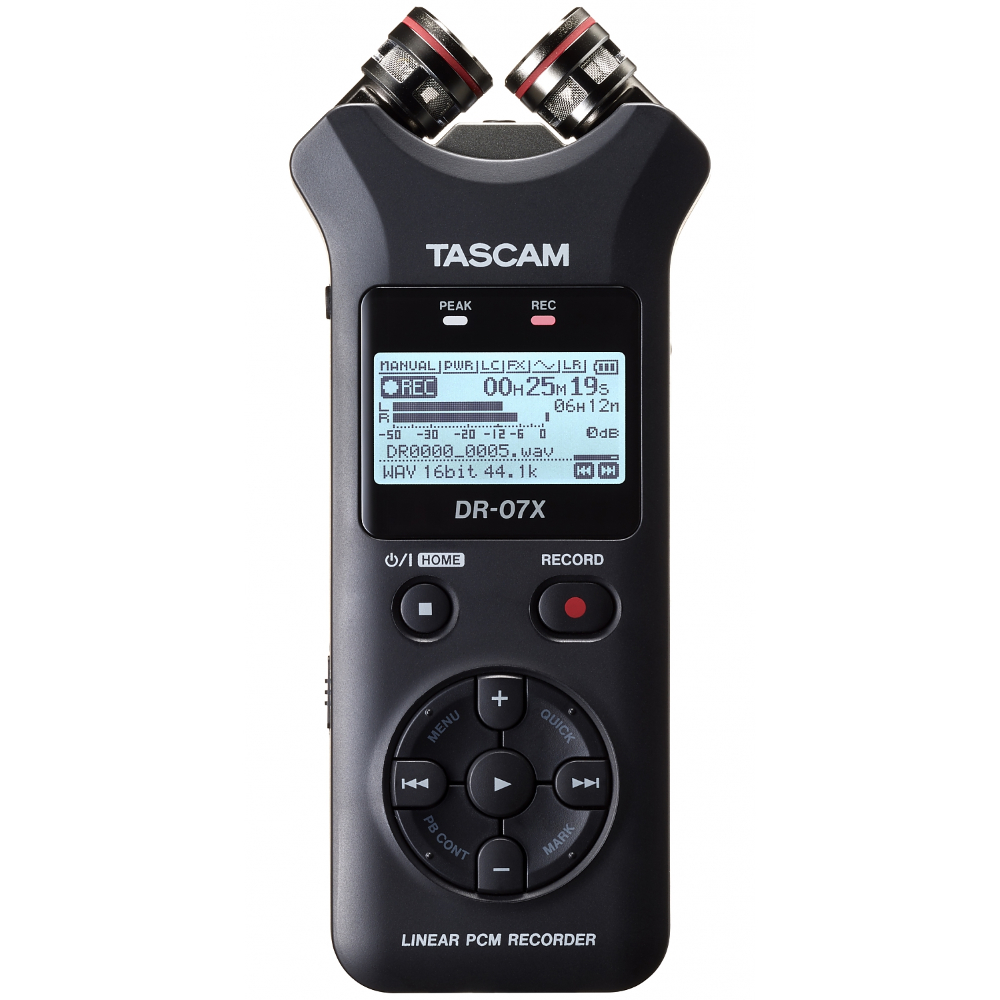 Диктофон Tascam DR-07X, Два однонаправленных конденсаторных стерео микрофона A-B/X-Y, (MP3 32-320kbp...