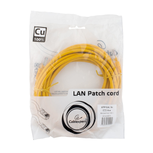 Патч-корд медный UTP Cablexpert PP10-5M/Y кат.5e, 5м, литой, многожильный (жёлтый)