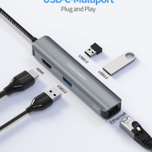USB-хаб CableCreation 5-in-1 USB-C Hub CD0753 3xUSB 3.0 (5 Gbps), Ethernet port (10/100/1000 Mbps),...