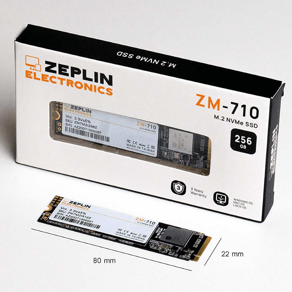 Твердотельный накопитель SSD 256GB Zeplin ZM-710 M.2 2280 PCIe 3.0 x4 NVMe 1.3, Box